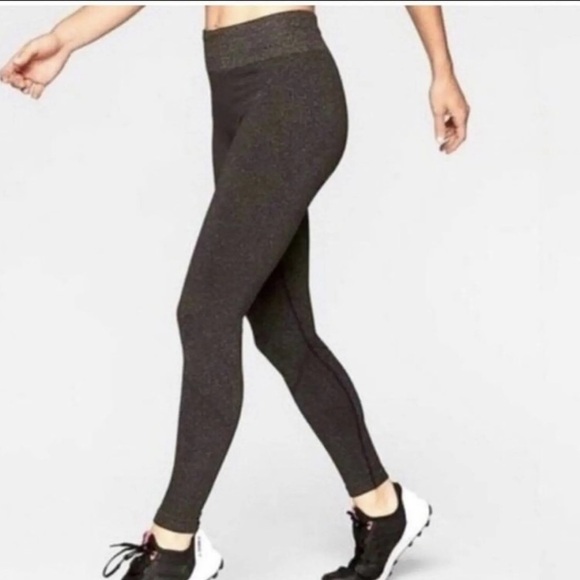 Athleta Shimmer Seamless Tight Leggings Brown Size Small Glitter Fall Athleisure - Picture 1 of 6